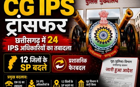 CG IPS Transfer 2026: छत्तीसगढ़ में 24 IPS अधिकारियों का तबादला, 12 जिलों के SP बदले, देखें पूरी लिस्ट