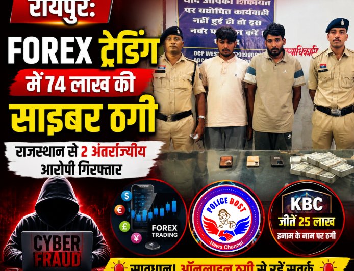रायपुर: FOREX ट्रेडिंग में 74 लाख की साइबर ठगी, राजस्थान से 2 अंतर्राज्यीय आरोपी गिरफ्तार