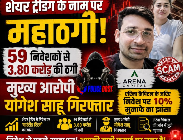शेयर ट्रेडिंग के नाम पर महाठगी! 59 निवेशकों से 3.80 करोड़ की ठगी, मुख्य आरोपी योगेश साहू गिरफ्तार