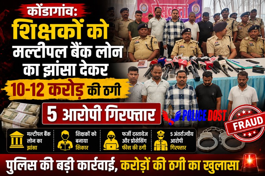 कोंडागांव: शिक्षकों को मल्टीपल बैंक लोन का झांसा देकर 10-12 करोड़ की ठगी, पांच आरोपी गिरफ्तार