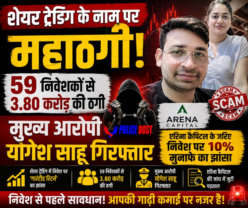 शेयर ट्रेडिंग के नाम पर महाठगी! 59 निवेशकों से 3.80 करोड़ की ठगी, मुख्य आरोपी योगेश साहू गिरफ्तार